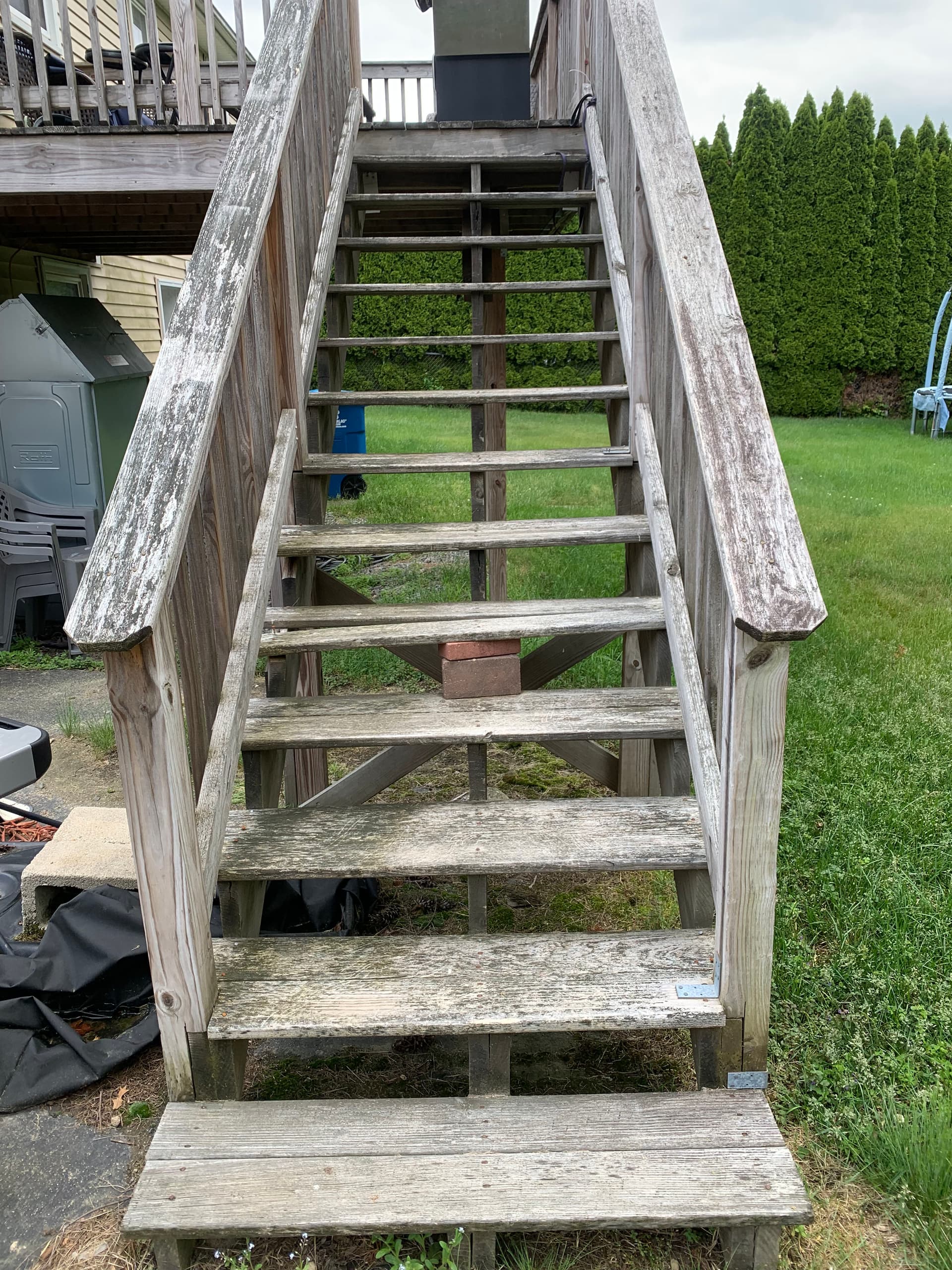 Rotted Deck Stairs Rebuilt Solid and Up to Code image