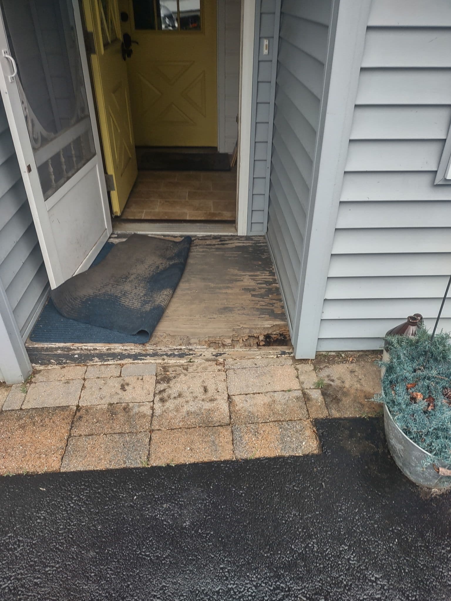 Project Rotted Front Porch Entry Rebuilt with Composite Decking image